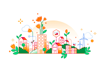 Orange city illustration